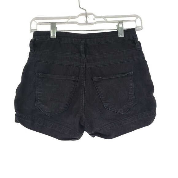 304.  Refuge Women's Denim Shorts Black Size 0 moto - Picture 5 of 9